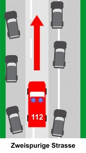 Rettungsgasse 3-spurige Strasse